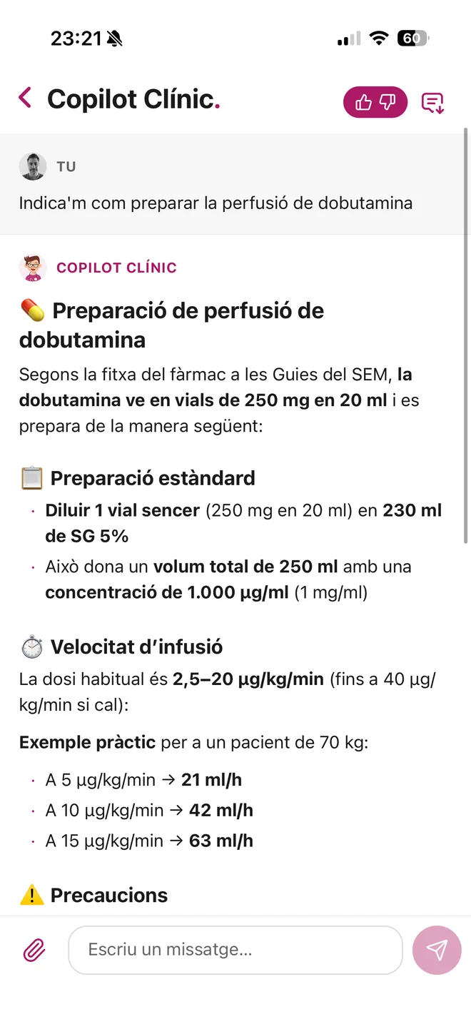 Pregunta clínica al Copilot Clínic